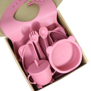 Vajilla para niños con logotipo impreso personalizado al por mayor, vajilla de silicona sin BPA para alimentación de bebés, juego de platos de silicona con ventosa - Product Image 1