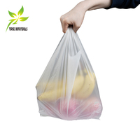100 Sacs T-shirt Biodégradables Réutilisables Compostables Écologiques Durables à Base de Plantes PBAT avec Bec Verseur Imprimés par Gravure