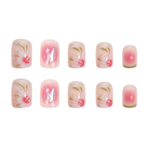 D-63 été glace <span class=keywords><strong>semi</strong></span> transparent 2024 nouveau design arc-en-ciel OEM presse sur les ongles en gros - Product Image 3