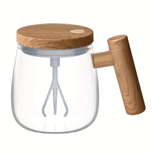Taza de Café de Vidrio de Borosilicato con Diseño de Madera de Arce, 400 ml, Color Personalizable, Mezcla Automática, Función Frío/Caliente - Product Image 6
