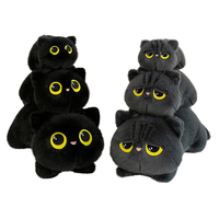 Boneka Bantal Kucing Hitam Lucu 45cm, Berbahan Plush dengan Lapisan Jala, Isi Kapas PP, Super Lembut
