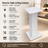 Pied de table électrique en aluminium argenté réglable en hauteur pour camping-car avec table à manger pliante télescopique Tatami