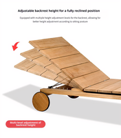 Chaise longue d'extérieur moderne pour le glamping, en teck, avec mousse à mémoire de forme, pour usage commercial et plage