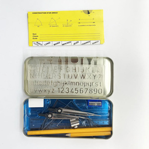 Ensemble de géométrie <span class=keywords><strong>math</strong></span>ématique de haute qualité 13 pièces règles d'étudiant d'école de vente chaude et matériel en métal de boussole - Product Image 6
