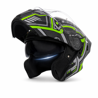 Casque de moto modulaire intégral homologué DOT avec éclairage nocturne, en ABS, à double visière, avec fente de sécurité