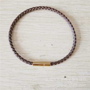 Red <b>Braided</b> Leather Bracelet 3Mm Gold Clasp Fashion Wrap Jewelry Yiwu Origin - Product Image 3