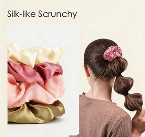 Vente en gros de chouchous en satin de soie de haute qualité, couleur unie, pas chers, pour femmes - Product Image 6