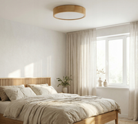 Plafonnier rond en bois LED moderne JACKSUN, plafonnier en bois massif nordique pour la chambre à coucher, salon, éclairage