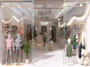 Modern Bespoke Baby Clothing Store Interior Design Service Shopping Mall Kids Wear Shopfitting and Display Racks - Product Image 6