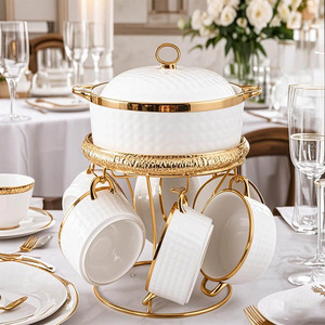 2025 New tiệc Wedding party súp cổ chậu hiện đại sang trọng gốm canh nồi với muỗng và bát - Product Image 3