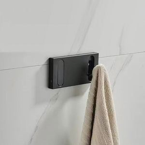 Coat <b>Rack</b> <b>Wall</b> Mounted Folding <b>Hooks</b> Black Gold Modern Aluminum Self Adhesive <b>Wall</b> Hidden Coat Hanger <b>Hook</b> Storage with 5 <b>Hooks</b> - Product Image 3