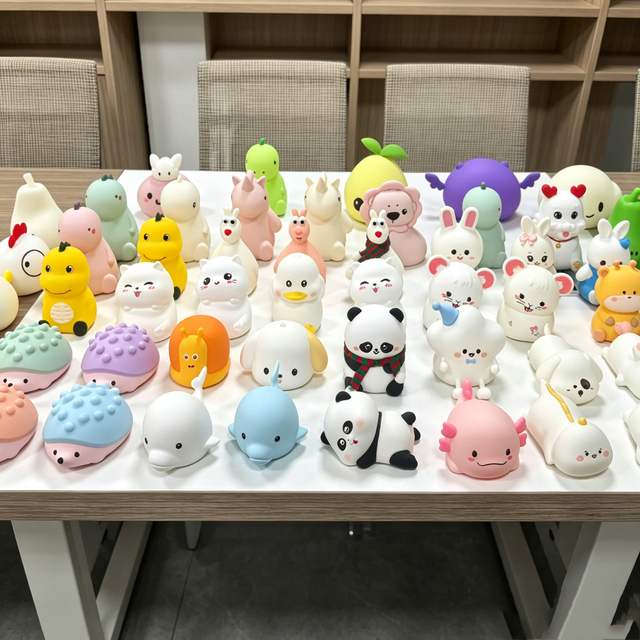 Custom Animal Cartoon Silicone Night Light OEM ODM Manufacturer RGB Touch Timing Kids Bedroom LED Lamp Custom Shape Logo Box