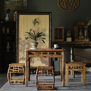 Table à thé carrée en bambou de style chinois, style Ming, meubles d'intérieur durables - Product Image 5