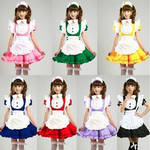 Inu X Boku SS Cosplay Maid Costume Women Anime Restaurant Outfit Dress Yellow Red Purple Green Black Pink Blue - Product Image 1