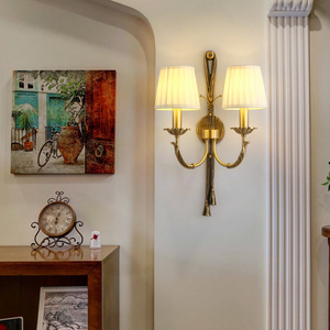 Retro Full Copper Wall Lamp Dual Arm Bedroom Wall Lamp Indoor Brass <b>Light</b> <b>Loft</b> Corridor Living Room Hotel Lighting Fixture - Product Image 2