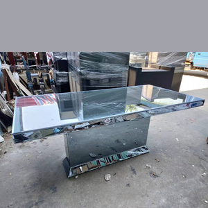 <span class=keywords><strong>Mesa</strong></span> de cristal con espejo <span class=keywords><strong>para</strong></span> boda, juego de comedor rectangular dorado de lujo - Product Image 3