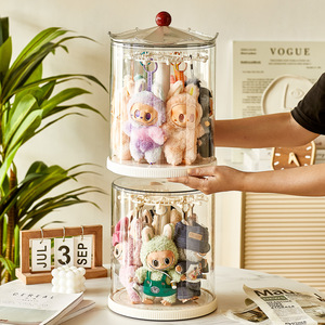 2026 Wholesale 360 <b>Rotating</b> Plastic Modern Plush Doll <b>Display</b> Case Transparent Dustproof Toy Organizer Box Acrylic Figurine - Product Image 3