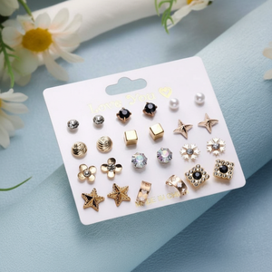 Vendita calda stile coreano Trending orecchini a cerchio Vintage conchiglia di perle incrociate a forma di stella alla moda gioielli per ragazze-all'ingrosso - Product Image 3