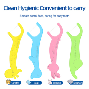 Hilo Dental Infantil <span class=keywords><strong>Super</strong></span> Deer, Paquete de 100 Unidades, 4 Colores, Mango Ecológico de PLA, Material de Hilo de Polietileno - Product Image 3