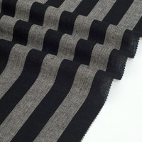 Tissu en lin et coton mélangé rayé écologique, directement de l'usine, 244 g/m², 138 cm, rayures noires et grises, pour vêtements