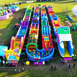 Parco Divertimenti Gonfiabile Commerciale per Bambini e Adulti: Grande Castello Gonfiabile da Esterno con Scivolo e Ostacoli - Combo Parco Tematico Gonfiabile - Product Image 1