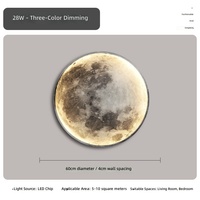 Lampe murale en fer de style moderne minimaliste en forme de lune avec lumière chaude et blanche à intensité variable pour chambre à coucher, couloir, chevet