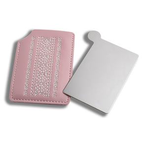 Miroir de poche en acier inoxydable et cuir, mini, pour maquillage, vente en gros, pas cher - Product Image 3