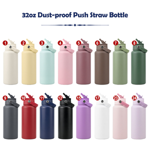 Custom Logo OEM 32oz Insulated Water Bottle <strong>with</strong> Innovative Dustproof <strong>Straw</strong> Lid Stainless Steel Vacuum <strong>Flask</strong> for Sports - Product Image 4