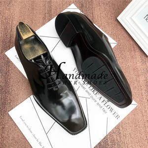 Zapatos formales de hombre de cuero genuino con corte lateral y acabado perlado, estilo británico, zapatos casuales de negocios, zapatos de novio para boda - Product Image 4