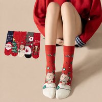 Chaussettes en tricot de Noël de haute qualité pour femmes, respirantes, rouges, décontractées, pour les fêtes d'hiver