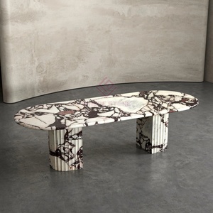 Mesa de comedor de mármol redonda ovalada y estriada de piedra negra Nero Marquina de estilo exótico hecho a mano de calidad exquisita - Product Image 6