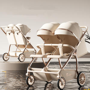 Lüks hafif yenidoğan 3in1 katlanabilir ikiz çocuk bebek arabası 2 çocuklar için çift bebek ve yürümeye başlayan bavul büyük tekerlek - Product Image 4