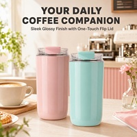 Mug Kopi Desain Terbaru Bentuk Lurus, Tumbler Stainless Steel Vacuum Insulated, Mug Travel 280ml 500ml, Cangkir Anti Bocor Berkilau