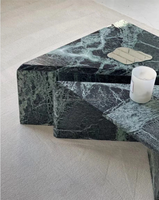 Table en marbre Verde Alpi populaire, mobilier moderne, canapé, table basse occasionnelle, table basse triangulaire en marbre vert clair