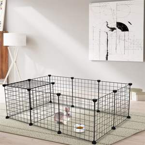 Clôture en fil métallique robuste Db, 12 panneaux, cage rectangulaire pour animaux de compagnie, utilisation intérieure/extérieure, barrière en maille de fer thermolaquée - Product Image 3