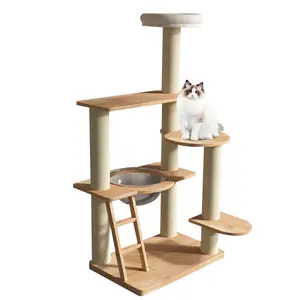宠物定制猫树攀爬现代设计木制猫屋可爱猫树 & 抓挠器
