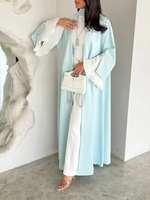 Robe musulmane YKA032 pour femmes, vêtements islamiques, hijabs, design traditionnel spécial, manches à volants, qualité supérieure, respirante, vert menthe, été