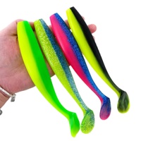 Leurre souple bicolore à queue en T motif poisson 14cm/18cm, lot de cinq, résistant à la déchirure, design réaliste, appât artificiel pour la pêche en mer