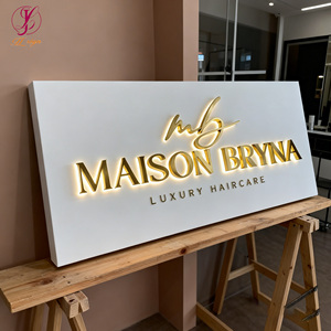 DDP sans taxes, livraison rapide, enseigne lumineuse LED pour entreprise, nom de marque, logo en <span class=keywords><strong>lettres</strong></span> dorées 3D, enseigne de magasin extérieur, enseigne de boutique - Product Image 4