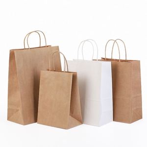 Sacs en papier kraft personnalisés avec logo imprimé, sacs de shopping en papier avec poignée - Product Image 3