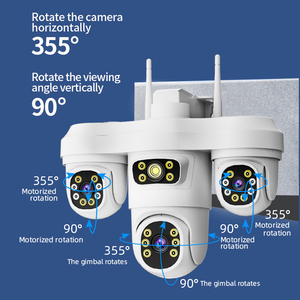 Máy ảnh 6MP video HD 1080P LED ánh sáng ngoài trời tầm nhìn ban đêm con người phát hiện PTZ Màn hình ba ống kính tự động báo động - Product Image 1