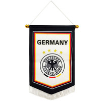 MOQ logotipo personalizado de doble cara impresión por sublimación tela satinada Mini equipo de fútbol banderines bandera