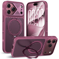 Étui de téléphone de luxe à refroidissement magnétique en nid d'abeille 360 °   Support rotatif antichoc avec coque intégrale pour iPhone 18 17 16 15 Pro Max
