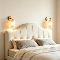Décoration intérieure moderne, applique murale en onyx naturel, applique murale cylindrique en laiton et marbre alabastre pour chambre à coucher, chevet, hôtel, restaurant