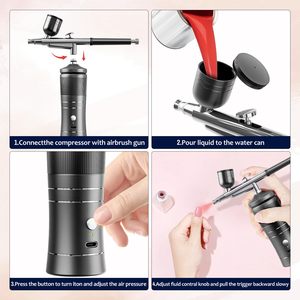 Kit aérographe rechargeable à double action avec piston en cuivre à connexion rapide, vitesse réglable 15-35 psi, mini compresseur facile à installer - Product Image 5