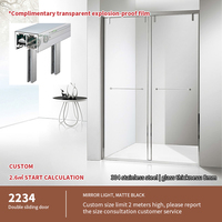Pintu Geser Kaca Kedap Air Modern Tanpa Bingkai Ultra-Sempit untuk Kamar Mandi Villa & Hotel, Pemisah Area Kering dan Basah
