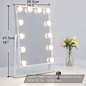 Factory Wholesale White/Black Single-Sided Metal/Glass Lighting Square Vanity <b>Mirror</b> <b>Tabletop</b> 360 Degree Rotation Makeup <b>Mirror</b> - Product Image 3
