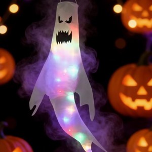 Decoración de Halloween, lámpara LED con forma de fantasma, bandera colgante para jardín, árbol, decoración colgante para fiestas, decoración de ambiente. - Product Image 1