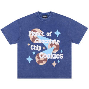 T-Shirt pour hommes, vente en gros, haute qualité, écran en soie, mode rue, dessin animé, <span class=keywords><strong>planète</strong></span>, Alphabet imprimé, T-Shirt lourd - Product Image 2