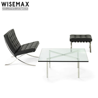 WISEMAX FURNITURE Ensemble de table basse rectangulaire en verre trempé stable à base en acier inoxydable de style italien pour appartement hôtel